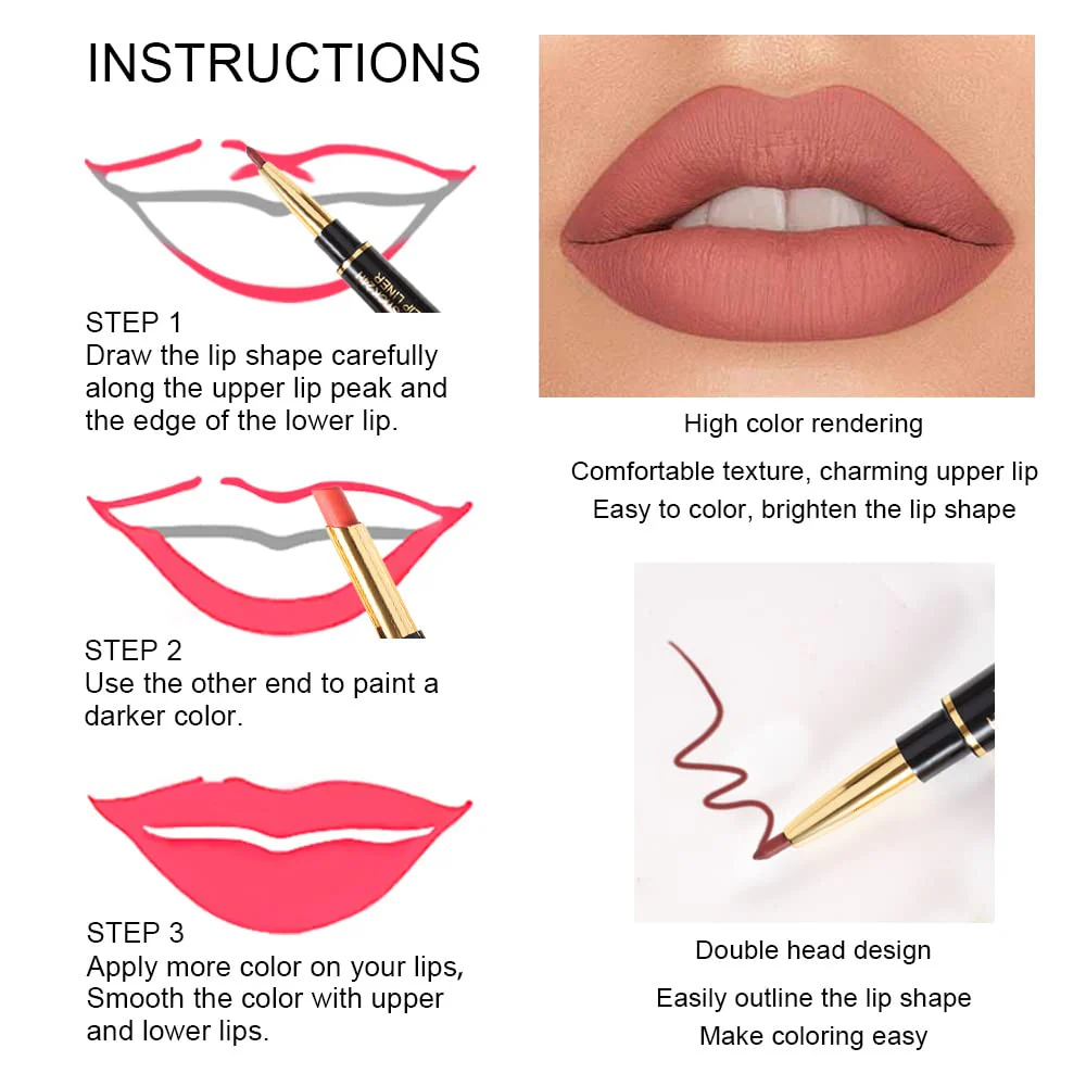 6-Piece Lipstick & Liner Set ~ All-day color and definition in one simple step (All 6 Colors Included) - Image 5