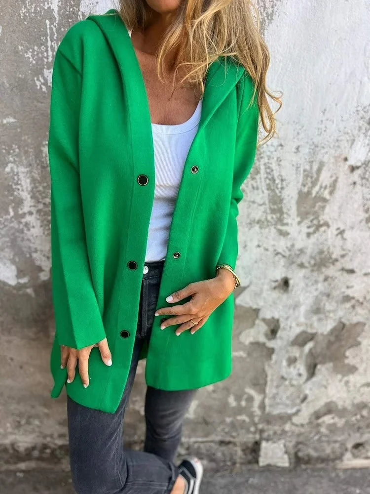 Casual Single Breasted Hooded Jacket ~ Throw-on style for breezy spring & autumn days. - Image 2