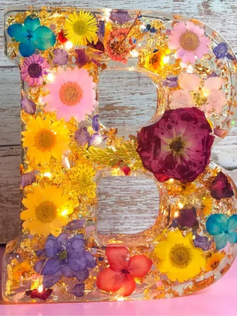 Handmade Floral Resin Night Light ~ Bring artistic light to your home effortlessly. - Image 2