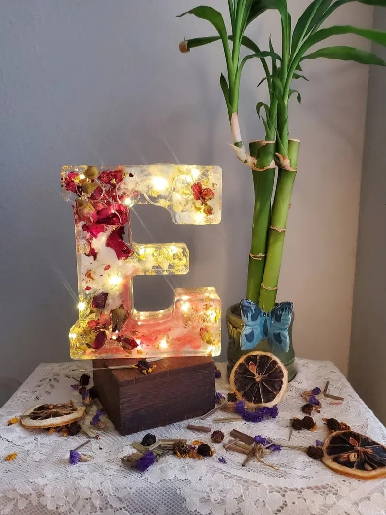 Handmade Floral Resin Night Light ~ Bring artistic light to your home effortlessly. - Image 5
