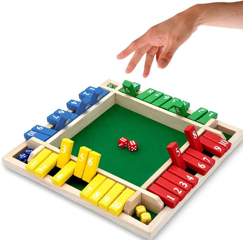 Shut The Box Board Game ~ Classic wooden dice game for family fun