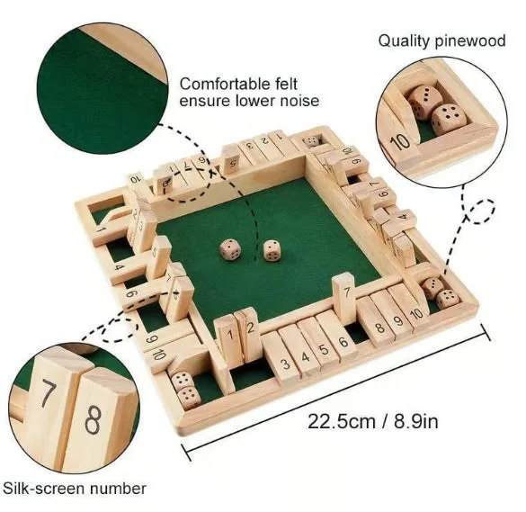 Shut The Box Board Game ~ Classic wooden dice game for family fun - Image 10